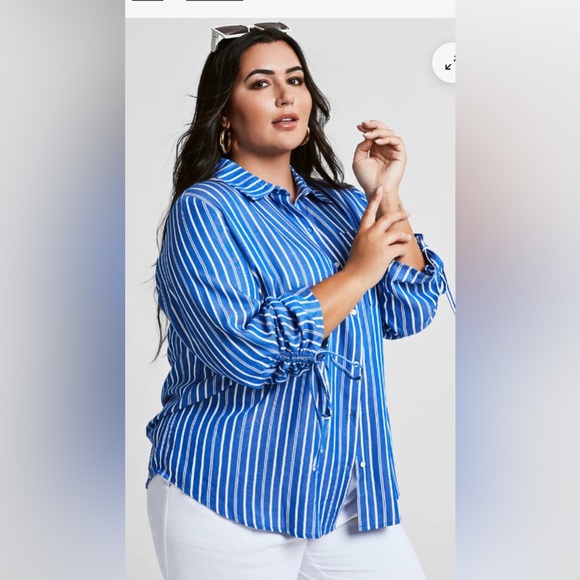 Daily Thread Tops - Ruched Button Down Shirt